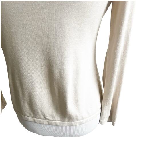 Nieman Marcus Women’s Silk Cashmere Blend Wrap Sweater Cream Size Small - Picture 5 of 13